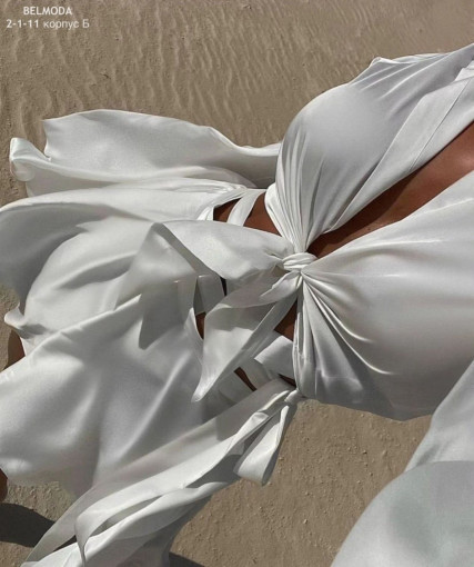 Летняя, струящаяся двойка из шёлка, олицетворяющая нежность: юбка на запАх + топ САДОВОД официальный интернет-каталог